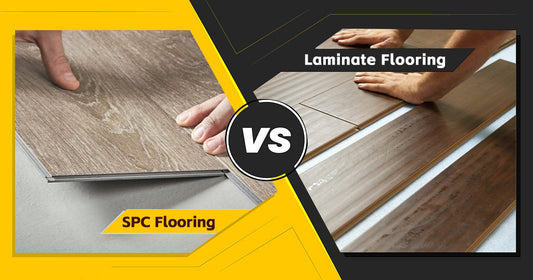 Structural display of laminate flooring.